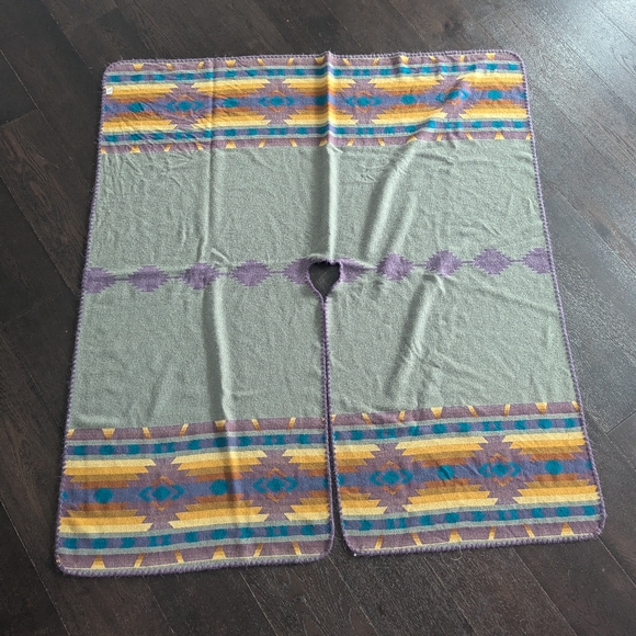 Shawl handmade fibres Aztec design reversible - Picture 5 of 5